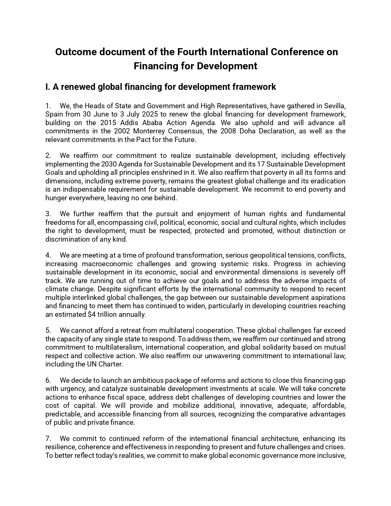 Outcome document of the Fourth International Conference on Financing ...
